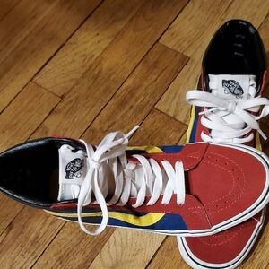 Vans Red, Blue, and Yellow High-Tops